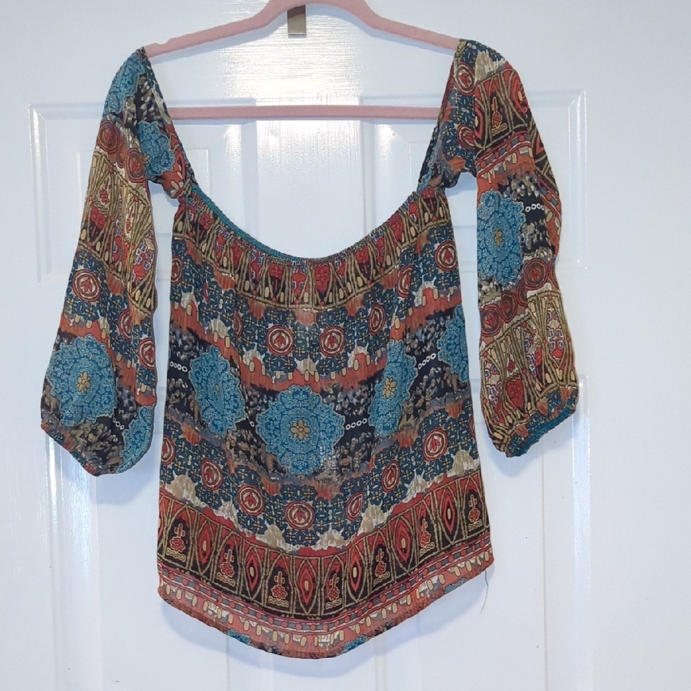Point Boho Off The Shoulder Peasent Blouse Size Small NWT Cottagecore Boho